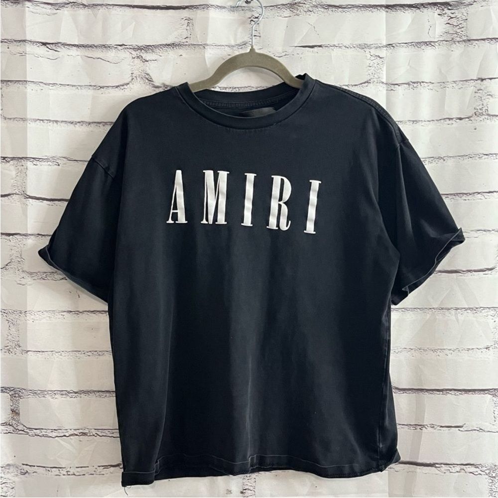 AMIRI Logo T-Shirt Black White Short Sleeve Graphic Tee Size Medium Designer